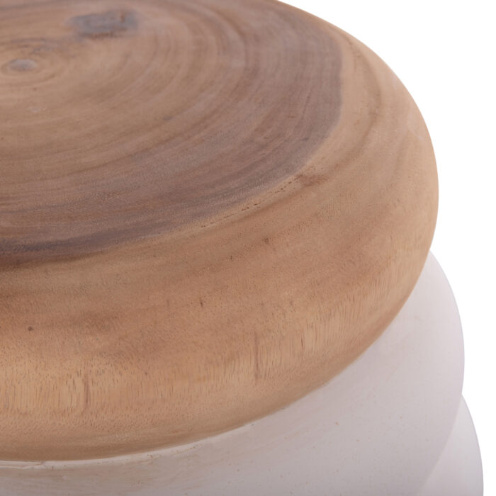 ΤΡΑΠΕΖΙ ΒΟΗΘΗΤΙΚΟ FB918172.02 FIBER CEMENT ΛΕΥΚΟ- ΞΥΛΟ TEAK TOP Φ45x46Υεκ. - Image 6