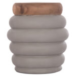 ΤΡΑΠΕΖΙ ΒΟΗΘΗΤΙΚΟ FB918172.03 FIBER CEMENT ΓΚΡΙ- ΞΥΛΟ TEAK TOP Φ45x46Υεκ. - Image 3
