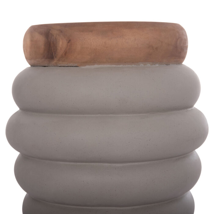 ΤΡΑΠΕΖΙ ΒΟΗΘΗΤΙΚΟ FB918172.03 FIBER CEMENT ΓΚΡΙ- ΞΥΛΟ TEAK TOP Φ45x46Υεκ. - Image 4