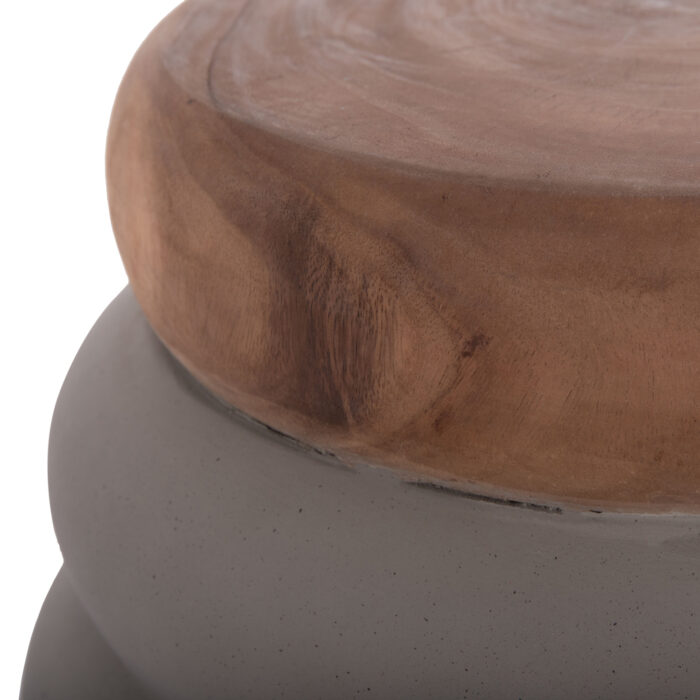 ΤΡΑΠΕΖΙ ΒΟΗΘΗΤΙΚΟ FB918172.03 FIBER CEMENT ΓΚΡΙ- ΞΥΛΟ TEAK TOP Φ45x46Υεκ. - Image 7