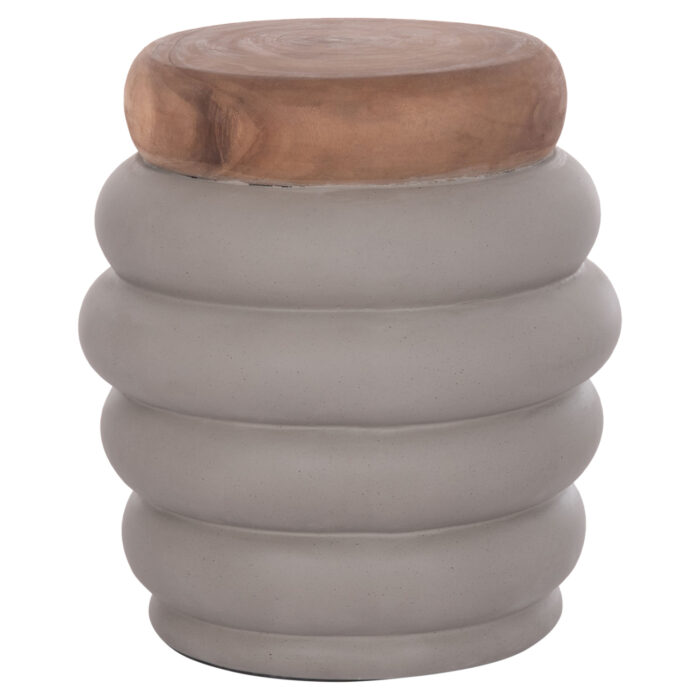 ΤΡΑΠΕΖΙ ΒΟΗΘΗΤΙΚΟ FB918172.03 FIBER CEMENT ΓΚΡΙ- ΞΥΛΟ TEAK TOP Φ45x46Υεκ. - Image 1