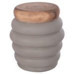 ΤΡΑΠΕΖΙ ΒΟΗΘΗΤΙΚΟ FB918172.03 FIBER CEMENT ΓΚΡΙ- ΞΥΛΟ TEAK TOP Φ45x46Υεκ. - Image 9