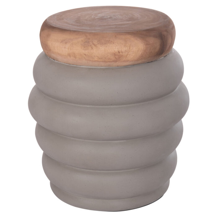 ΤΡΑΠΕΖΙ ΒΟΗΘΗΤΙΚΟ FB918172.03 FIBER CEMENT ΓΚΡΙ- ΞΥΛΟ TEAK TOP Φ45x46Υεκ. - Image 9