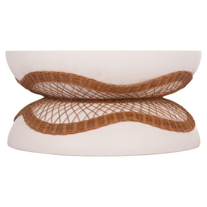 ΤΡΑΠΕΖΙ ΣΑΛΟΝΙΟΥ FB918157.02 FIBER CEMENT ΛΕΥΚΟ-ΦΥΣΙΚΟ RATTAN--Φ92x44.5Υεκ - Image 3