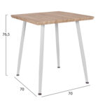 ΤΡΑΠΕΖΙ ΤΡΑΠΕΖΑΡΙΑΣ FB98335.02, 70Χ70X76,5, SONOMA,ΛΕΥΚΑ ΠΟΔΙΑ - Image 2