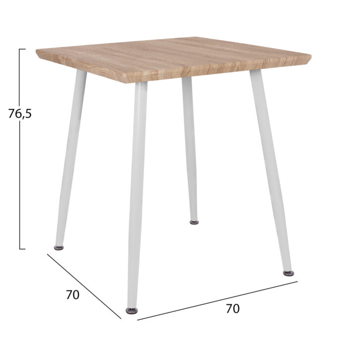 ΤΡΑΠΕΖΙ ΤΡΑΠΕΖΑΡΙΑΣ FB98335.02, 70Χ70X76,5, SONOMA,ΛΕΥΚΑ ΠΟΔΙΑ - Image 2