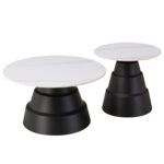 ΤΡΑΠΕΖΙΑ ΣΑΛΟΝΙΟΥ FB918261.01 ΚΕΡΑΜΙΚΑ TOP ΟΨΗ ΛΕΥΚΟΥ ΜΑΡΜΑΡΟΥ Φ50εκ & Φ70εκ