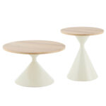 ΤΡΑΠΕΖΙΑ ΣΑΛΟΝΙΟΥ FB918265 ΜΕΤΑΛΛΟ ΜΠΕΖ--MDF ΜΕ PAPERWOOD Φ50εκ & Φ70εκ