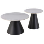 ΤΡΑΠΕΖΙΑ ΣΑΛΟΝΙΟΥ FB918266.01 ΚΕΡΑΜΙΚΑ TOP ΜΕ ΟΨΗ ΛΕΥΚΟΥ ΜΑΡΜΑΡΟΥ Φ50εκ & Φ70εκ