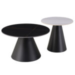 ΤΡΑΠΕΖΙΑ ΣΑΛΟΝΙΟΥ FB918266.10 ΚΕΡΑΜΙΚΑ TOP ΜΕ ΟΨΗ ΜΑΥΡΟΥ-ΛΕΥΚΟΥ ΜΑΡΜΑΡΟΥ Φ50εκ & Φ70εκ