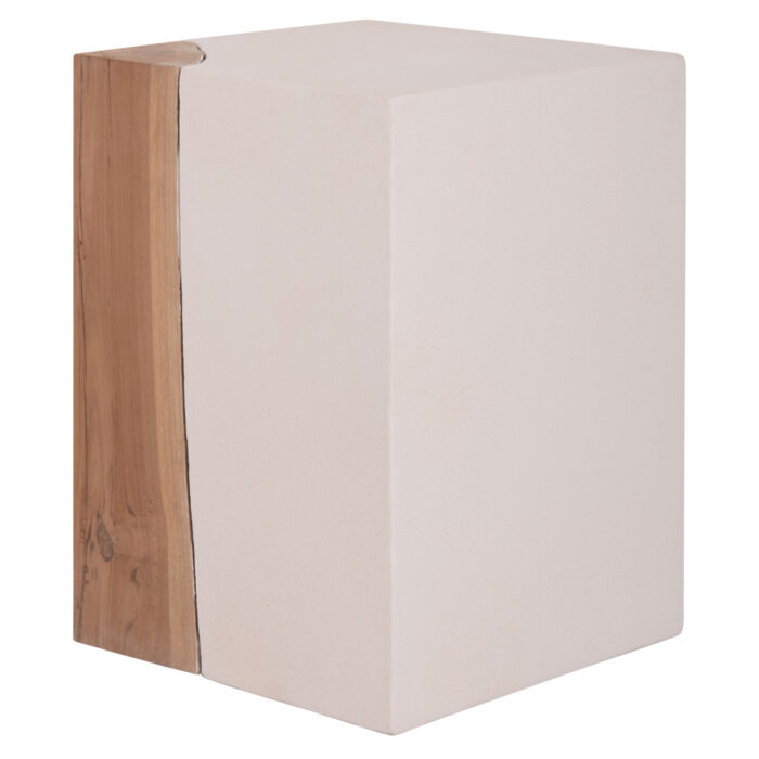 ΒΟΗΘΗΤΙΚΟ ΤΡΑΠΕΖΙ FB918163.02 FIBER CEMENT ΛΕΥΚΟ-ΞΥΛΟ TEAK 32.5x32.5x46Υεκ. - Image 5
