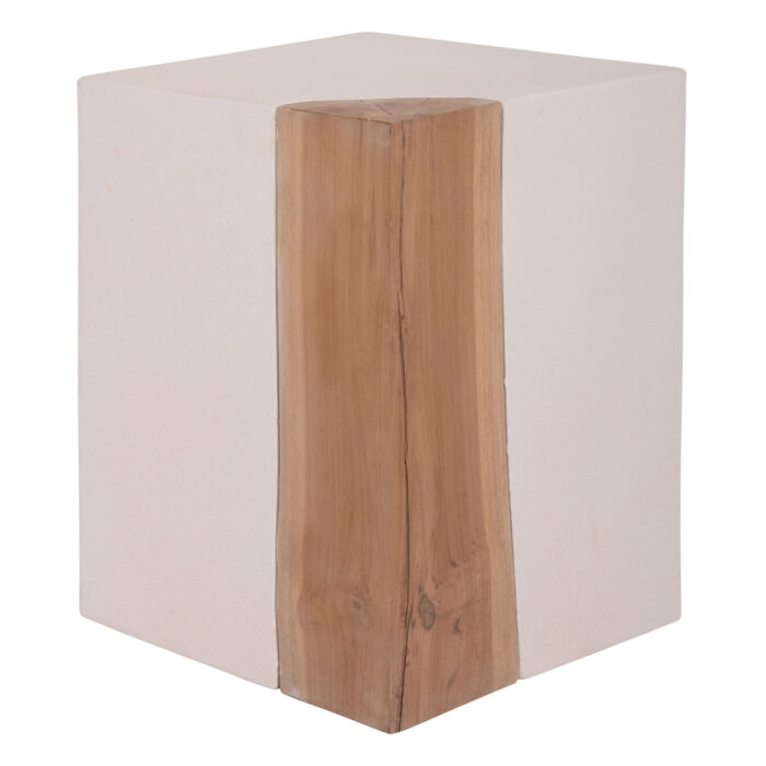 ΒΟΗΘΗΤΙΚΟ ΤΡΑΠΕΖΙ FB918163.02 FIBER CEMENT ΛΕΥΚΟ-ΞΥΛΟ TEAK 32.5x32.5x46Υεκ. - Image 6