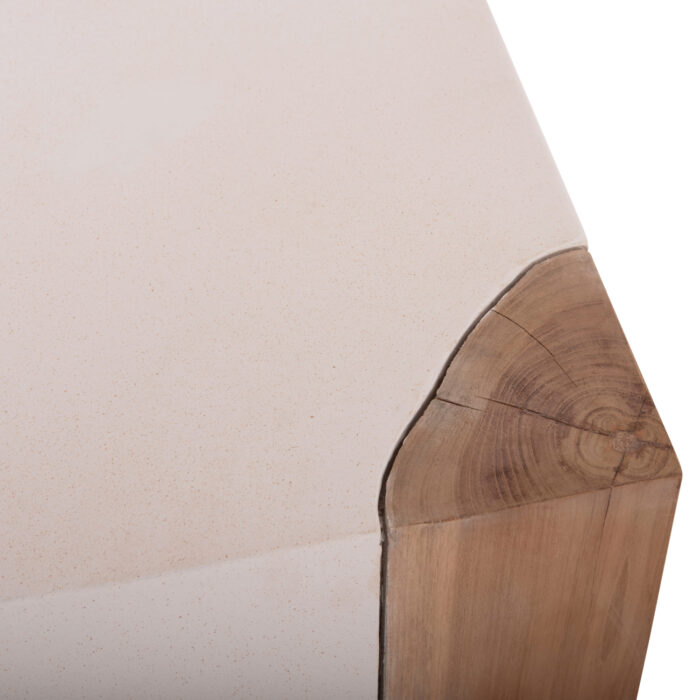 ΒΟΗΘΗΤΙΚΟ ΤΡΑΠΕΖΙ FB918163.02 FIBER CEMENT ΛΕΥΚΟ-ΞΥΛΟ TEAK 32.5x32.5x46Υεκ. - Image 7