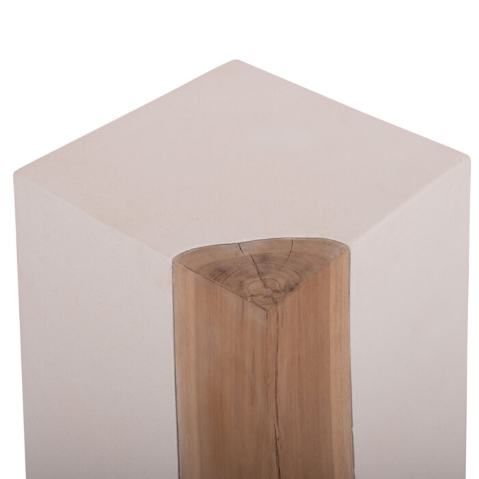 ΒΟΗΘΗΤΙΚΟ ΤΡΑΠΕΖΙ FB918163.02 FIBER CEMENT ΛΕΥΚΟ-ΞΥΛΟ TEAK 32.5x32.5x46Υεκ. - Image 8