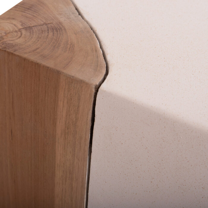 ΒΟΗΘΗΤΙΚΟ ΤΡΑΠΕΖΙ FB918163.02 FIBER CEMENT ΛΕΥΚΟ-ΞΥΛΟ TEAK 32.5x32.5x46Υεκ. - Image 10
