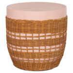 ΒΟΗΘΗΤΙΚΟ ΤΡΑΠΕΖΙ FB918166 FIBER CEMENT ΡΟΖ-RATTAN ΦΥΣΙΚΟ Φ44.5x45Υεκ.