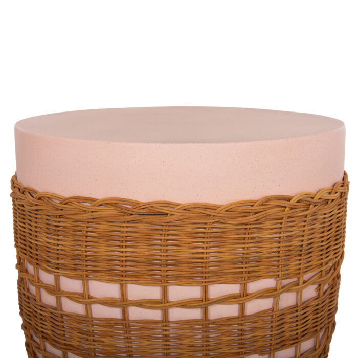 ΒΟΗΘΗΤΙΚΟ ΤΡΑΠΕΖΙ FB918166 FIBER CEMENT ΡΟΖ-RATTAN ΦΥΣΙΚΟ Φ44.5x45Υεκ. - Image 4