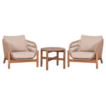 LOUNGE ΣΕΤ FB921214 ΤΡΑΠΕΖΙ & 2 ΠΟΛΥΘΡΟΝΕΣ--ΞΥΛΟ ΑΚΑΚΙΑΣ-ΑΛΟΥΜΙΝΙΟ-ΣΧΟΙΝΙ