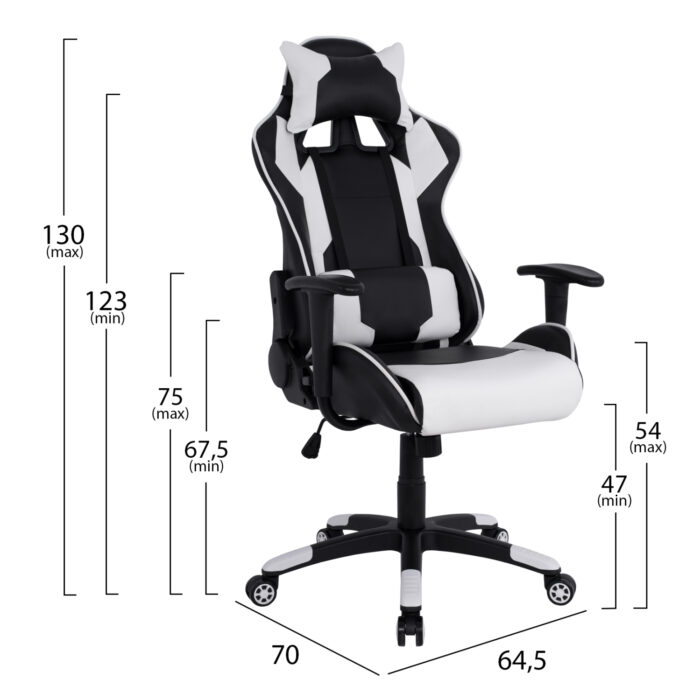 ΠΟΛΥΘΡΟΝΑ GAMING FB91072.04 ΜΑΥΡΗ ΛΕΥΚΗ 66,5x70x(122-129) cm - Image 2