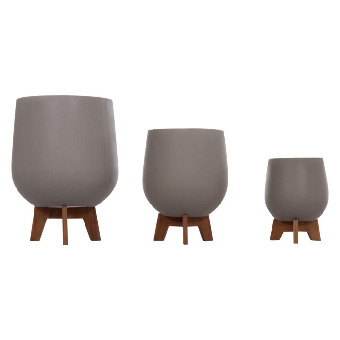 ΣΕΤ 3 ΓΛΑΣΤΡΕΣ ΜΕ TEAK ΒΑΣΕΙΣ FB94681.03 FIBER CEMENT--ΓΚΡΙ - Image 5