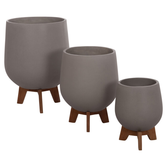 ΣΕΤ 3 ΓΛΑΣΤΡΕΣ ΜΕ TEAK ΒΑΣΕΙΣ FB94681.03 FIBER CEMENT--ΓΚΡΙ - Image 6