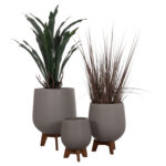 ΣΕΤ 3 ΓΛΑΣΤΡΕΣ ΜΕ TEAK ΒΑΣΕΙΣ FB94681.03 FIBER CEMENT--ΓΚΡΙ