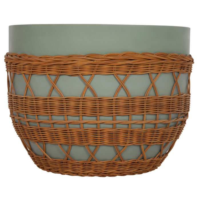 ΤΡΑΠΕΖΙ ΣΑΛΟΝΙΟΥ FB918165 FIBER CEMENT ΠΡΑΣΙΝΟ-RATTAN ΦΥΣΙΚΟ Φ56x47Υεκ. - Image 3