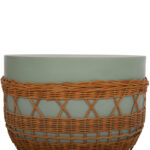 ΤΡΑΠΕΖΙ ΣΑΛΟΝΙΟΥ FB918165 FIBER CEMENT ΠΡΑΣΙΝΟ-RATTAN ΦΥΣΙΚΟ Φ56x47Υεκ. - Image 4