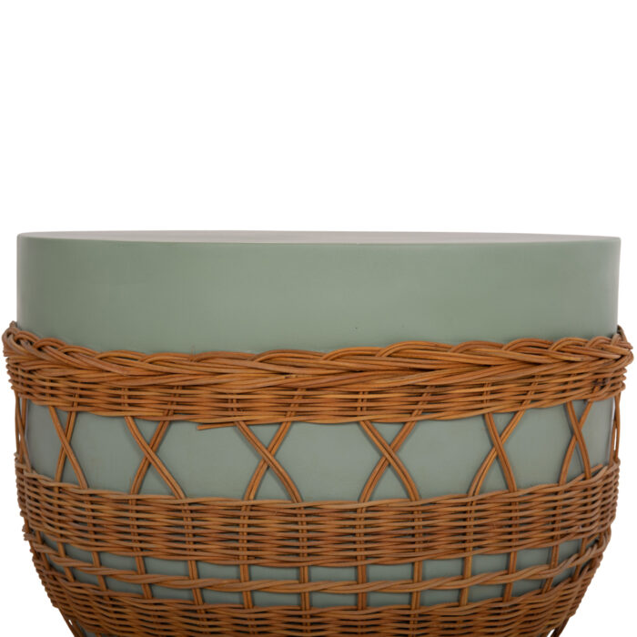 ΤΡΑΠΕΖΙ ΣΑΛΟΝΙΟΥ FB918165 FIBER CEMENT ΠΡΑΣΙΝΟ-RATTAN ΦΥΣΙΚΟ Φ56x47Υεκ. - Image 4
