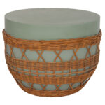 ΤΡΑΠΕΖΙ ΣΑΛΟΝΙΟΥ FB918165 FIBER CEMENT ΠΡΑΣΙΝΟ-RATTAN ΦΥΣΙΚΟ Φ56x47Υεκ. - Image 7