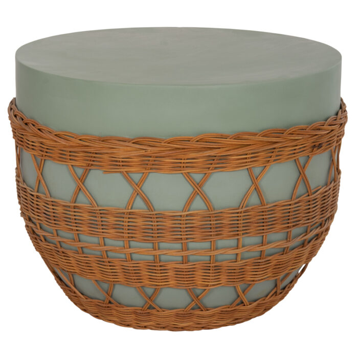 ΤΡΑΠΕΖΙ ΣΑΛΟΝΙΟΥ FB918165 FIBER CEMENT ΠΡΑΣΙΝΟ-RATTAN ΦΥΣΙΚΟ Φ56x47Υεκ. - Image 7