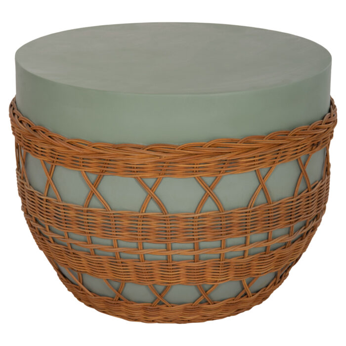 ΤΡΑΠΕΖΙ ΣΑΛΟΝΙΟΥ FB918165 FIBER CEMENT ΠΡΑΣΙΝΟ-RATTAN ΦΥΣΙΚΟ Φ56x47Υεκ. - Image 1