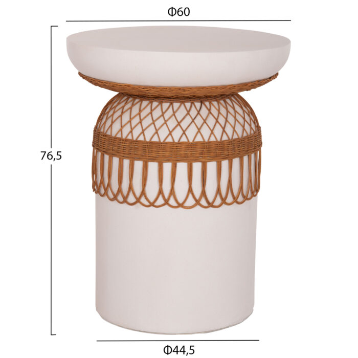 ΤΡΑΠΕΖΙ ΤΡΑΠΕΖΑΡΙΑΣ FB918159.02 FIBER CEMENT ΛΕΥΚΟ & RATTAN--Φ60x76,5Υεκ - Image 2