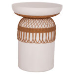 ΤΡΑΠΕΖΙ ΤΡΑΠΕΖΑΡΙΑΣ FB918159.02 FIBER CEMENT ΛΕΥΚΟ & RATTAN--Φ60x76,5Υεκ