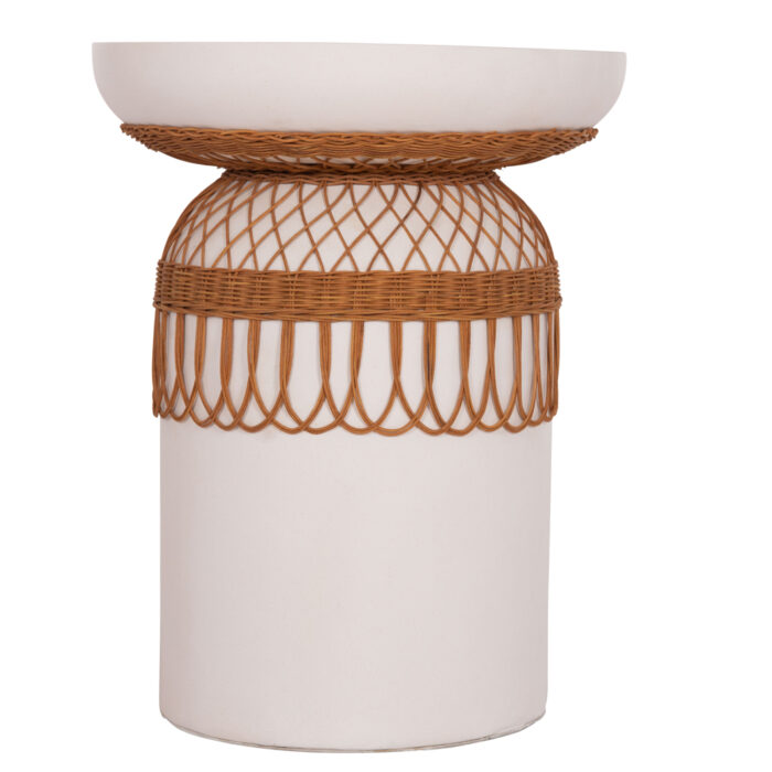 ΤΡΑΠΕΖΙ ΤΡΑΠΕΖΑΡΙΑΣ FB918159.02 FIBER CEMENT ΛΕΥΚΟ & RATTAN--Φ60x76,5Υεκ - Image 3