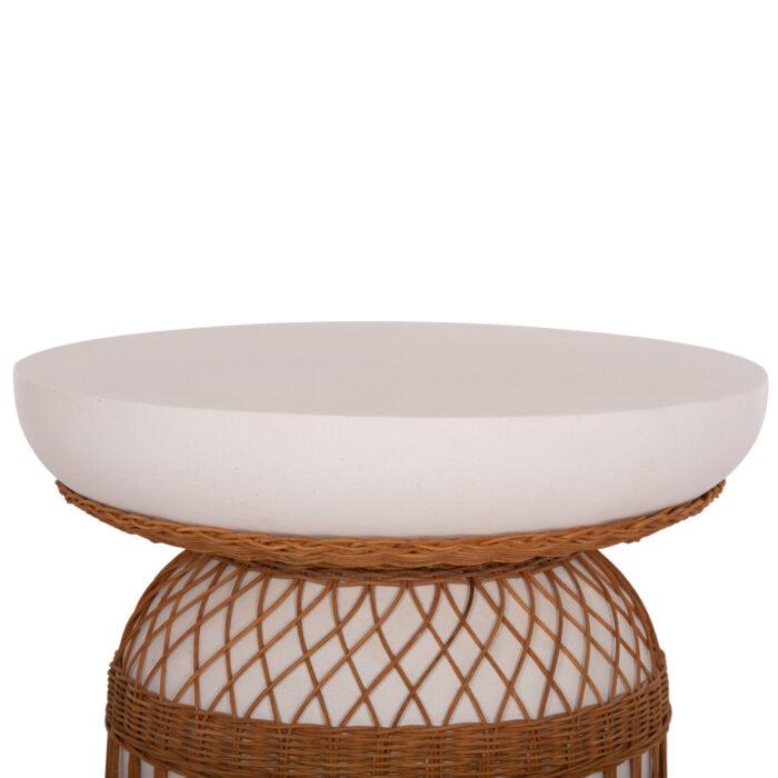 ΤΡΑΠΕΖΙ ΤΡΑΠΕΖΑΡΙΑΣ FB918159.02 FIBER CEMENT ΛΕΥΚΟ & RATTAN--Φ60x76,5Υεκ - Image 4