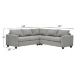 ΓΩΝΙΑΚΟΣ ΚΑΝΑΠΕΣ FB93286.01 ΓΚΡΙ ΥΦΑΣΜΑ 254x254x90(κάθισμα)x91Υεκ. - Image 2