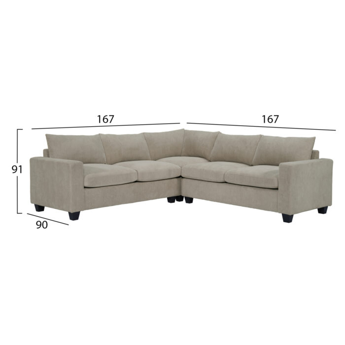 ΓΩΝΙΑΚΟΣ ΚΑΝΑΠΕΣ FB93286.03 ΜΠΕΖ ΥΦΑΣΜΑ 254x254x90(κάθισμα)x91Υεκ. - Image 2