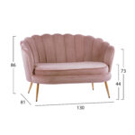 ΚΑΝΑΠΕΣ 2ΘΕΣΙΟΣ FB98627.02 ΑΠΟ ΒΕΛΟΥΔΟ ΣΑΠΙΟ ΜΗΛΟ & ΧΡΥΣΑ ΠΟΔΙΑ 130x81x86εκ. - Image 2