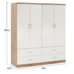 ΝΤΟΥΛΑΠΑ 4ΦΥΛΛΗ ME 4 ΣΥΡΤΑΡΙΑ FB921257 ΜΕΛΑΜΙΝΗ ΛΕΥΚΟ-ΣΟΝΑΜΑ 160x42,5x180,5Υεκ - Image 2