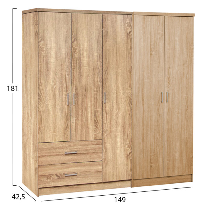 ΝΤΟΥΛΑΠΑ 5ΦΥΛΛΗ FB921234.02 ΜΕΛΑΜΙΝΗ ΧΡΩΜΑ SONAMA 150x42.5x181Υεκ - Image 2