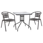 ΣΕΤ 3ΤΜΧ ΜΕ ΤΡΑΠΕΖΙ 70Χ70Χ72Υ & ΠΟΛΥΘΡΟΝΕΣ ΓΚΡΙ ΧΡΩΜΑ FB910469