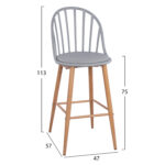 ΣΚΑΜΠΟ ΜΠΑΡ ΜΕ ΜΕΤΑΛΛΙΚΑ ΠΟΔΙΑ FB98580.10 ΣΕ ΓΚΡΙ ΧΡΩΜΑ 47X57X113Υ εκ. - Image 2