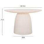 ΤΡΑΠΕΖΙ ΤΡΑΠΕΖΑΡΙΑΣ ΣΤΡΟΓΓΥΛΟ FB918154.02 FIBER CEMENT ΛΕΥΚΟ--Φ119,5x75,5Υεκ. - Image 2
