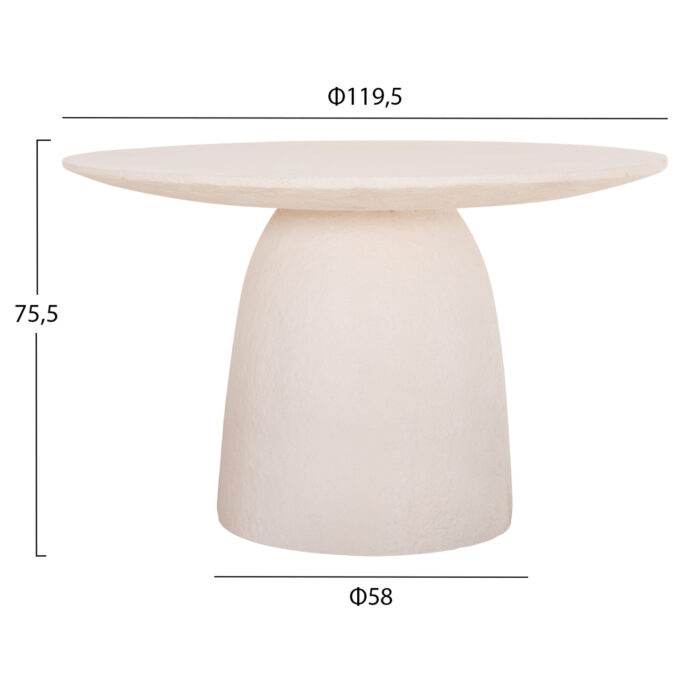 ΤΡΑΠΕΖΙ ΤΡΑΠΕΖΑΡΙΑΣ ΣΤΡΟΓΓΥΛΟ FB918154.02 FIBER CEMENT ΛΕΥΚΟ--Φ119,5x75,5Υεκ. - Image 2