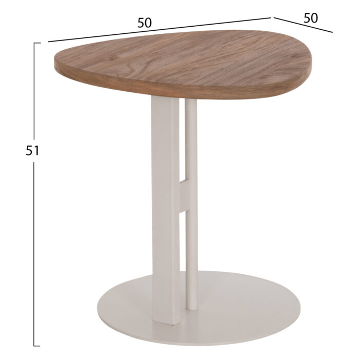 ΒΟΗΘΗΤΙΚΟ ΤΡΑΠΕΖΙ ΟΒΑΛ FB918328 MDF SONAMA--ΜΕΤΑΛΛΟ ΛΕΥΚΟ 50x50x51Υεκ. - Image 2