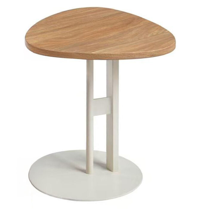 ΒΟΗΘΗΤΙΚΟ ΤΡΑΠΕΖΙ ΟΒΑΛ FB918328 MDF SONAMA--ΜΕΤΑΛΛΟ ΛΕΥΚΟ Φ50x50Υεκ. - Image 1