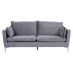 ΚΑΝΑΠΕΣ 3ΘΕΣΙΟΣ ΓΚΡΙ ΒΕΛΟΥΔΟ & ΜΕΤΑΛΛΙΚΑ ΠΟΔΙΑ ΧΡΩΜΙΟΥ FB93136.31 208x81x95 εκ. - Image 3