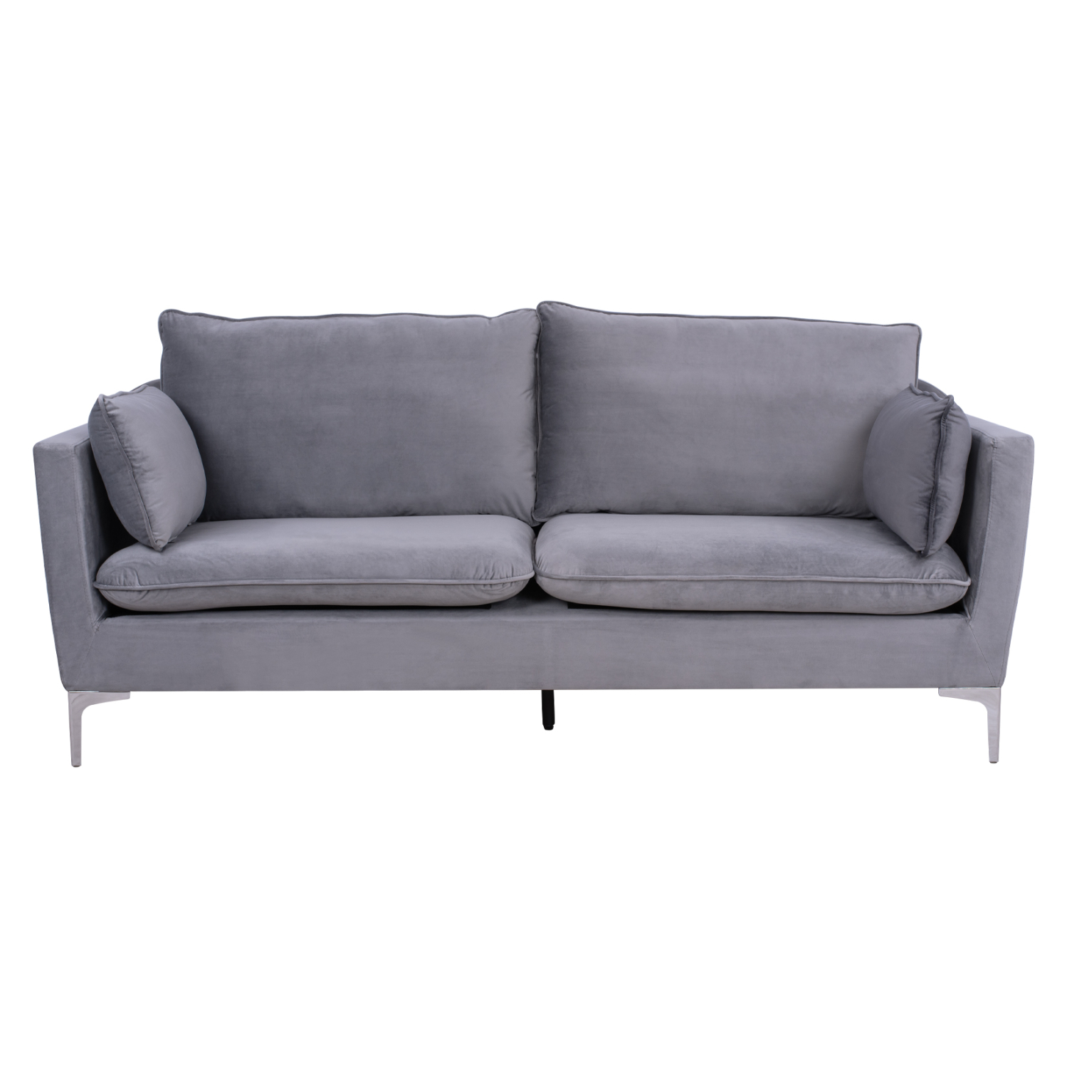 kanapes-3thesios-gkri-beloydo-metallika-2 ΚΑΝΑΠΕΣ 3ΘΕΣΙΟΣ ΓΚΡΙ ΒΕΛΟΥΔΟ & ΜΕΤΑΛΛΙΚΑ ΠΟΔΙΑ ΧΡΩΜΙΟΥ FB93136.31 208x81x95 εκ. - Image 3