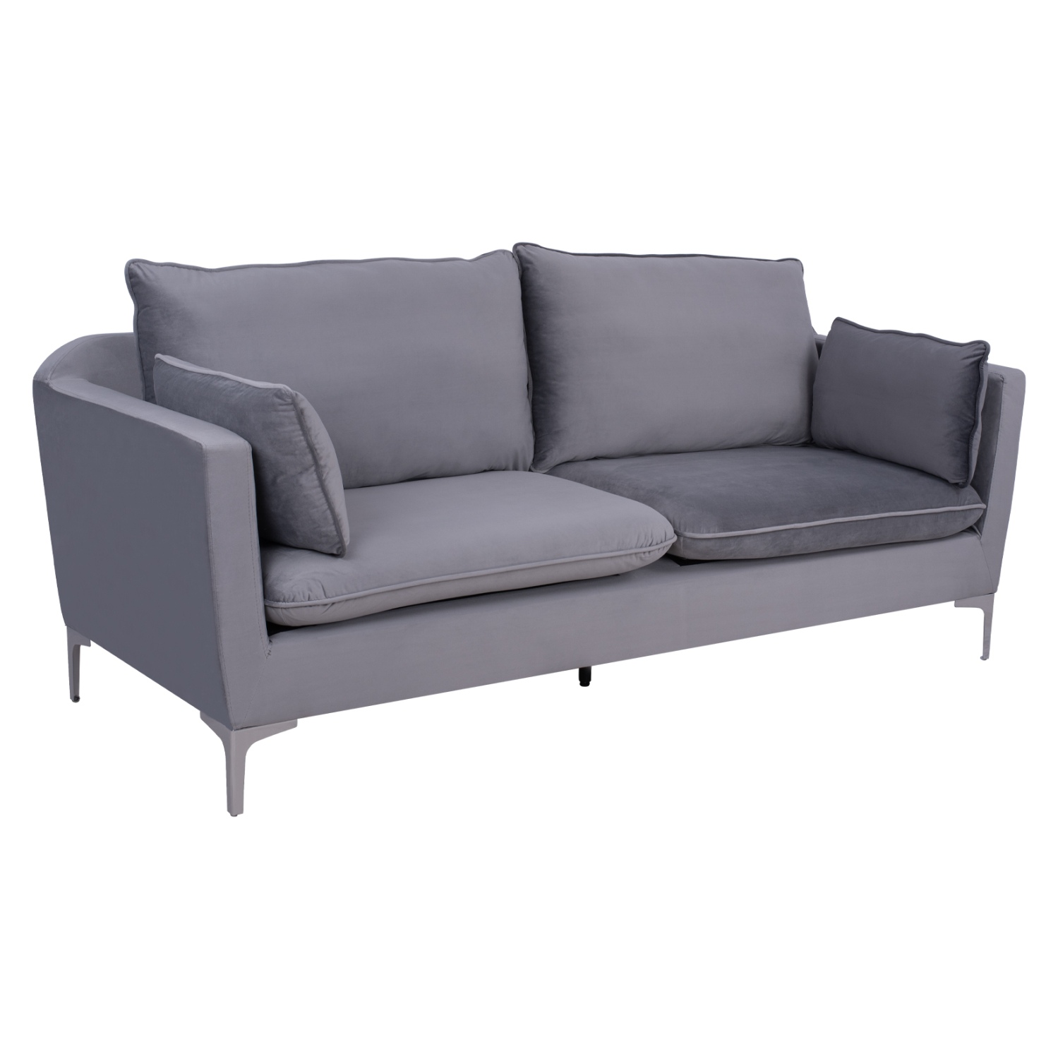 kanapes-3thesios-gkri-beloydo-metallika-3 ΚΑΝΑΠΕΣ 3ΘΕΣΙΟΣ ΓΚΡΙ ΒΕΛΟΥΔΟ & ΜΕΤΑΛΛΙΚΑ ΠΟΔΙΑ ΧΡΩΜΙΟΥ FB93136.31 208x81x95 εκ. - Image 4